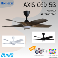 ALPHA Alkova - AXIS 42 Inch 48 Inch 56 Inch LED DC Motor Ceiling Fan with 5 Blades (8 Speed Remote)
