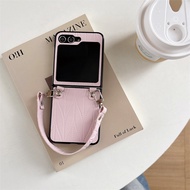 Vỏ điện thoại hoa văn hoa tulip sang trọng với cổ tay dây đeo cho Samsung Z lật 3 4 5 6 gấp 3 4 5 W2