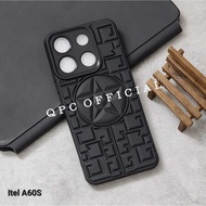Itel A60S Case Macaron Black Motif 3D Star Embossed Motif Case Jacket 3D Itel A60S