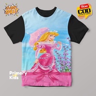 PRIA Disney Princess aurora aurora aurora wearing umbrella T-Shirts For Boys And Girls Imported Age 1-2 3 4 5 6 7 8 9 10 11 12 Years Old Premium Fashion Clothing T-Shirt