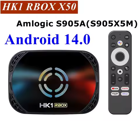 Android 14 TV BOX Amlogic S905A HK1 RBOX X50 Quad Core 4K LAN 1000M Dual Wifi6 BT 5.0 Voice Remote C
