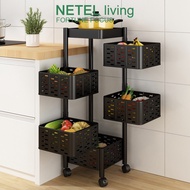 ﹊NETEL Kitchen Rack Rotatable Storage Rack Corner Storage Rack Kitchen Trolley Cabinet Under Sink St