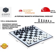 JA PORTABLE MAGNETIC INTERNATIONAL CHESS SET ENGLISH CHESS SET WITH FOLDABLE BOARD (READY STOCK)