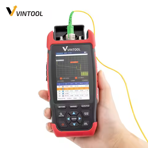 Multifunction Mini OTDR Fiber Optic Reflectometer with 8 Functions 22dB VFL OPM OLS Event Map RJ45 C
