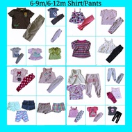 6-9-12 months Baby set, Pakaian kanak-kanak seluar , shirt, short pant, leggings Original Bundle