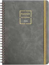 2024 Planner - Weekly &amp; Monthly Planner from Jan. 2024 - Dec. 2024,8" x 10"Academic Planner A5 Work Diary 2024 Notebook Agenda with Monthly Tabs,Flexible Hardcover,Thick Paper,Inner Pocket