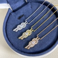 VUM1 New Style V Gold Full Diamond Eight-Character Buckle Necklace Female Fashion All-Match Clavicle