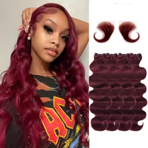 Body Wave Bundles Human Hair 99J Burgundy Color Human Hair 3 Bundles Weave Extensions for Wome Brazi