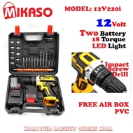 [12 Volt ] MIKASO Cordless Impact Drill Screwdriver Two battery Model 220i