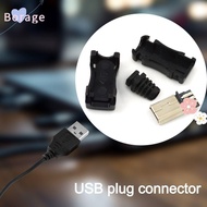 BORRAONE Mini USB Male Connector, 4 In 1 Assemble DIY USB 2.0 Jack, Male Plug Socket Connector Micro