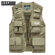 เสื้อกั๊กอเนกประสงค์สำหรับผู้ชายลาย Jeep Spirit 1941เสื้อกั๊กตกปลามีกระเป๋าหลายใบสำหรับช่างภาพ