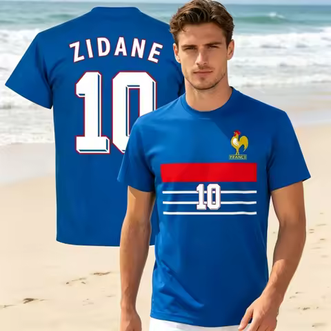 Summer France 1998 Zidane 10 Retro Soft Jersey Casual Summer Men's and Women's Casual Vintage Comfor