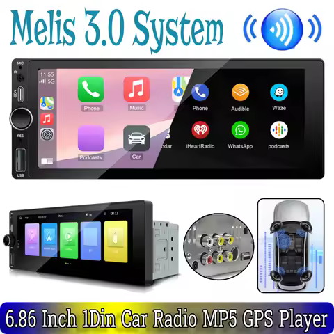 Car MP5 GPS Player Radio 6.86 Inch 1Din Bluetooth-Compatible With Backup Camera Melis 3.0 System QN8