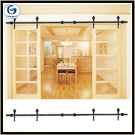 【ราคาถูกสุด】Sliding Sliding Door Track Door Track 4 เมตรประตูคู่ลูกศรประเภทยุ้งข้าวประตูบานเลื่อนไม้ชุดรางประตูแขวนรางลูกรอกชุดสำหรับภายในตู้เสื้อผ้า