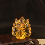 Crystal Nine-Tail Fox White Crystal Nine-Tail Fox Fox Decoration Glass Fox Doll Hand-Made Decorative