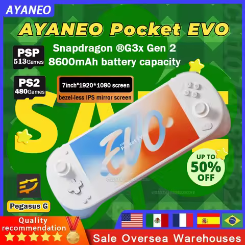 AYANEO Pocket EVO Handheld Game Console Video Player 7Inch HD OLED Screen Android 13 G3X Gen2 8600mA