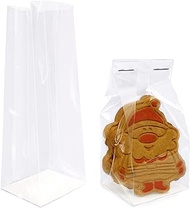 Morepack Gusseted Cellophane Bags,Flat Bottom Cellophane Bags with Paper Insert 50Pcs 2x1.5x5 Inches Biscotti Bags