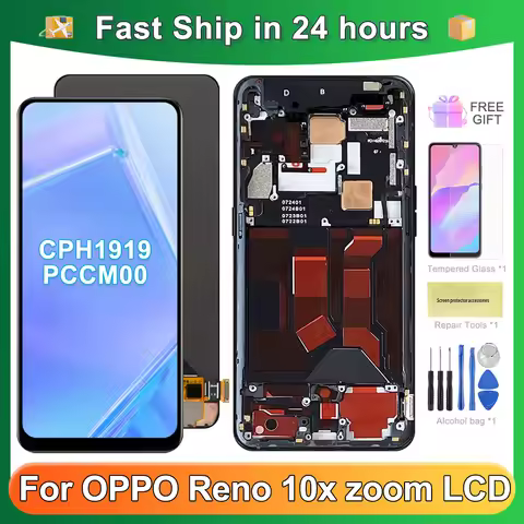 For OPPO AMOLED Reno 10x zoom For Reno10x zoom CPH1919 PCCM00 LCD Display Touch Screen Digitizer Ass