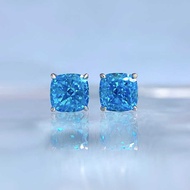 Mujing Jewelry 1.5ct Pillow Shape 7 * 7mm High Carbon Diamond Sterling Silver Small Earrings Simple 