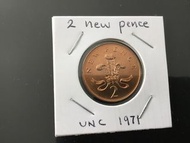 RARE 1971 coin 2 new pence Great Britain UNC