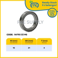 S6702 ZZ HQ Stainless Steel Ball Bearing Deep Groove 15x21x4mm