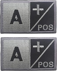 Ruoming 2 PCS Blood Type Tactical Patch, Embroidery Patches,3.15 x 2 inches, Hook and Loop Fastener,