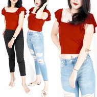 CROP SINGLET BLOUSE ORIGINAL ABOUND CATTING RIBBEDWanita