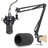 Wanjason AT2020 Mic Stand with Pop Filter - Microphone Boom Arm Stand with Foam Windscreen for AT202