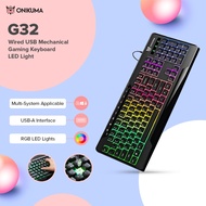 Onikuma G32 Wired RGB Keyboard Gamer Keyboard with Matte Key Caps Dynamic RGB Backlit 104 Keys