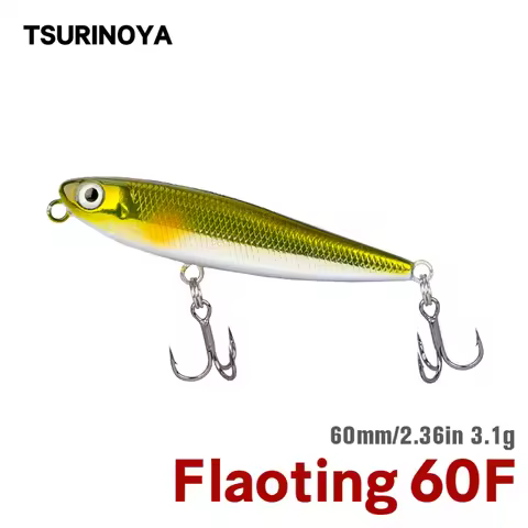 TSURINOYA Floating Pencil 60F 60mm 3.1g Profession Top Water Hard Fishing Lure Dog Walk DW64 Trout S