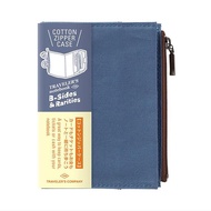 日本 TRAVELER'S COMPANY TRAVELER'S notebook Cotton 拉鍊收納袋/ Passport Size/ 藍色