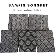 🔥READY STOCK🔥 Sampin songket hitam Sulam silver corak Terkini Samping Raya NIKAH Black silver dewasa