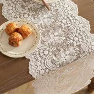 1pc, 33cm*100cm, 33cm*180cm, 33cm*270cm White French Romantic Embroidered Lace Table Runner, Elegant