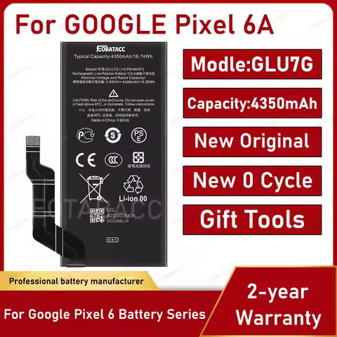2025 Years 100% Original Brand New GLU7G Replacement Battery For Google PIXEL 6A Batteria+Free Tools