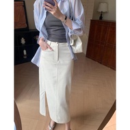 Hana skirt Jumbo size 5XL Korean Style Skirt Long High Waist Slit A-line Midi Skirt Long Jeans Skirt