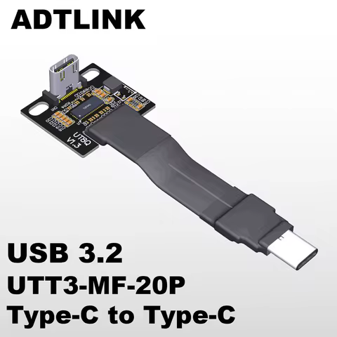 ADTLINK Internal USB 3.2 Gen2x2 Type-C Female to Type-E Male Shielded Flat Ribbon Cable Adapter ITX/