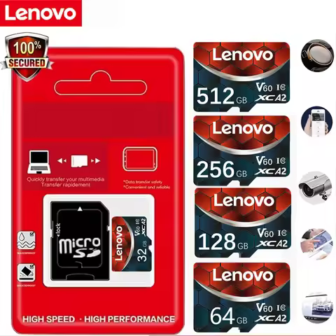 Lenovo Memory Card Micro Sd 32GB 64GB 128GB 256GB 512GB Original High-speed Sd Card V60 4K for Pc Ac
