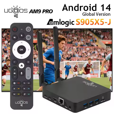 Original UGOOS AM9 Pro Amlogic S905X5-J Android 14 LPDDR5 4G 64G Smart TVBOX Supoprt AI-SR 4K WiFi6 