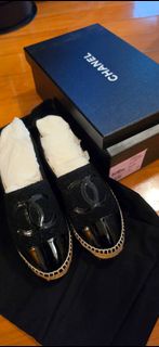 Chanel 黑色拼色草編鞋