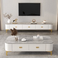LP-6 SG🥭QM Light Luxury Bright Glass Coffee Table TV Cabinet Combination Simple Small Apartment Home Living Room Modern