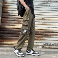 Men Cropped Pants Business Trousers Formal Regular Fit Long Pants Casual Seluar Panjang Lelaki Cargo