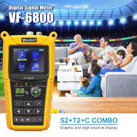 VF-6800P HD Digital Satellite Finder Combo Support DVB-T2/DVB S2/DVB C Sat Finder Meter For Satellit