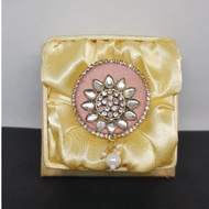 Classic Royal Teardrop Mirror Work Saree Pin for Women ✨👑