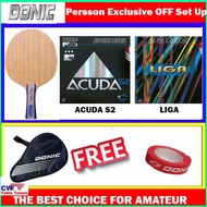 DONIC Persson Exclusive OFF FAST TOPSPINS BLADE + DONIC Acuda S2 Spin-Elastic Inverted + Donic Liga 