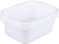 4 Packs 12 Quarts White Wash Basin Tubs, Plastic Rectangular Dish Pan Wash Tub