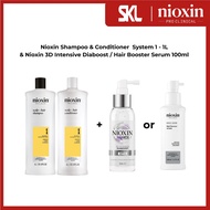 Nioxin Shampoo & Conditioner  System 1 - 1L  & Nioxin 3D Intensive Diaboost / Hair Booster Serum 100