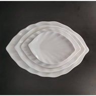 (160-110A/B/C/D)White Leaf Porcelain White Plate 160-110A 8”,160-110B 10”, 160-110C  12”,160-110D 14
