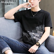 ♚﹍T-shirt lengan pendek lelaki musim panas 2021 trend baju t-shirt longgar kapas versi Korea mencetak t-shirt lelaki ata