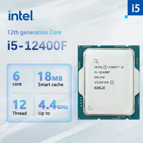 Intel Core i5-12400F (12th gen) New 2.5 GHz 6-Core 12-Thread Processor L3=18M 65W Support DDR4 DDR5 