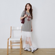 OB Pure Cotton Flower Number Print Loose Long Version Top < AB21243 >